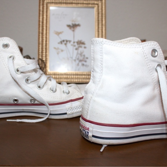 Converse White High-Top Sneakers with Red/Blue Accents - Picture 2 of 8